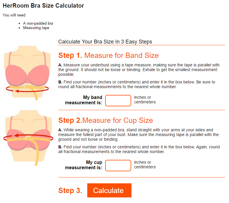 correct bra size calculator